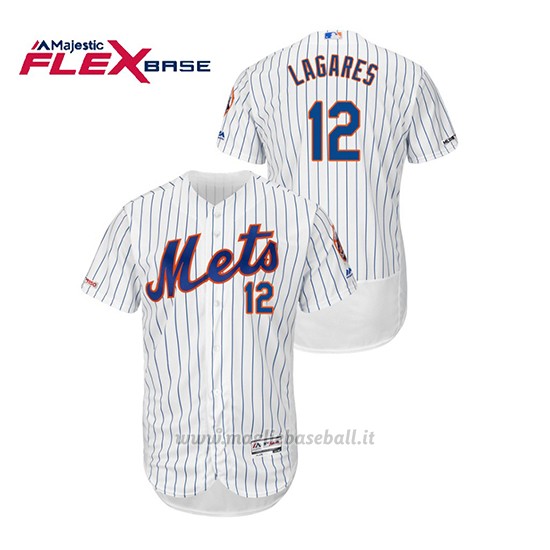 Maglia Baseball Uomo New York Mets Juan Lagares 150th Aniversario Patch Autentico Flex Base Bianco